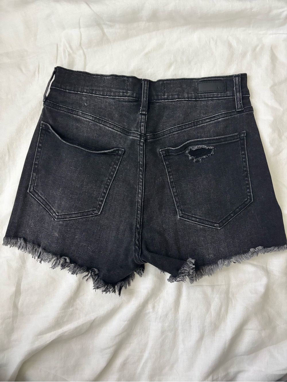 Abercrombie & Fitch High Rise Distressed Denim Shorts Black Size 25 - Picture 3 of 8